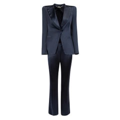 Alexander McQueen Women's Navy Satin Trouser Suit