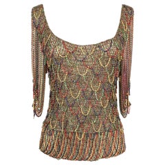 Azzaro Top in Multicolored Lurex Enlivened with Chains, 1970s