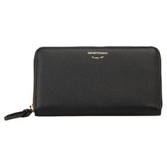 Used Emporio Armani Women's Black Leather Continental Wallet
