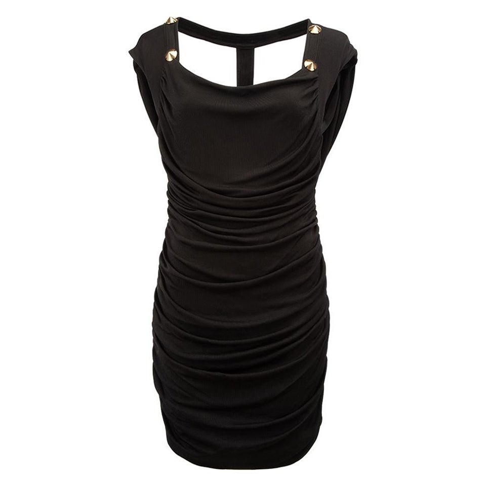Temperley London Women's Black Oversize Stud Drape Back Dress For Sale