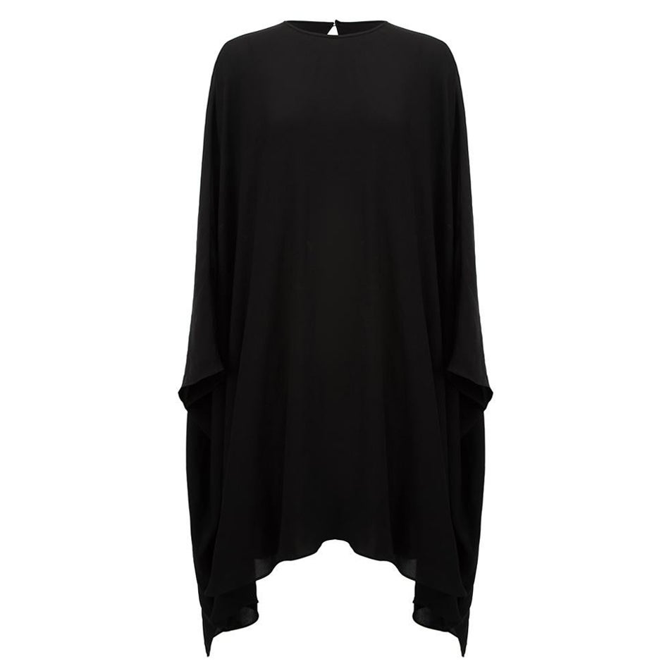 Black Silk Dress with Black Drape for Girls