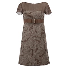 Valentino Braunes kurzärmeliges Kleid mit Schleifendetail für Damen