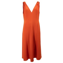 Victoria Beckham Women's AW22 Orange Twist Shoulder Midi Dress