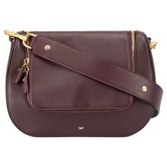 Anya Hindmarch Damen-Vere-Umhängetasche aus burgunderrotem Leder