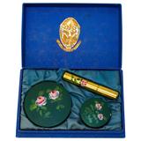 40s Hand Painted Rouge, Powder & Perfume Set  