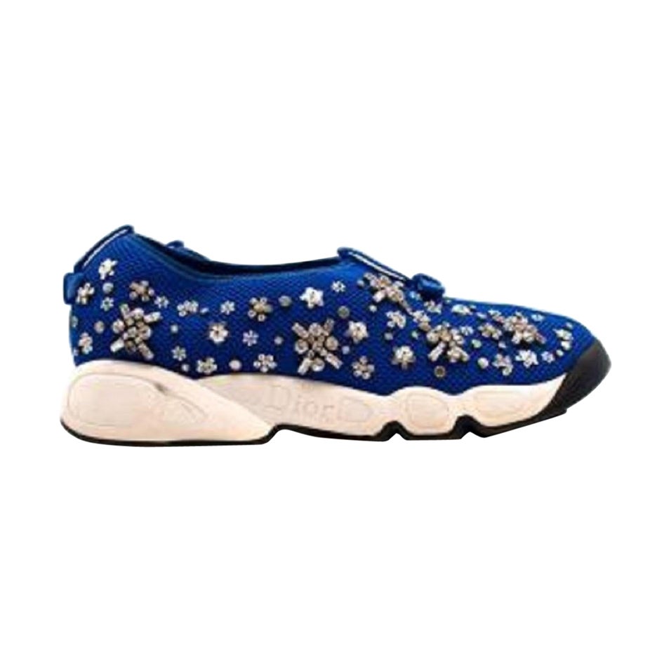 Dior Blue Crystal Embellished Fusion Trainers For Sale at 1stDibs