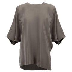 Amanda Wakeley Women's Grey Silk Short Batwing Sleeves Top