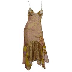 Roberto Cavalli Silk Patchwork Print Slip Dress