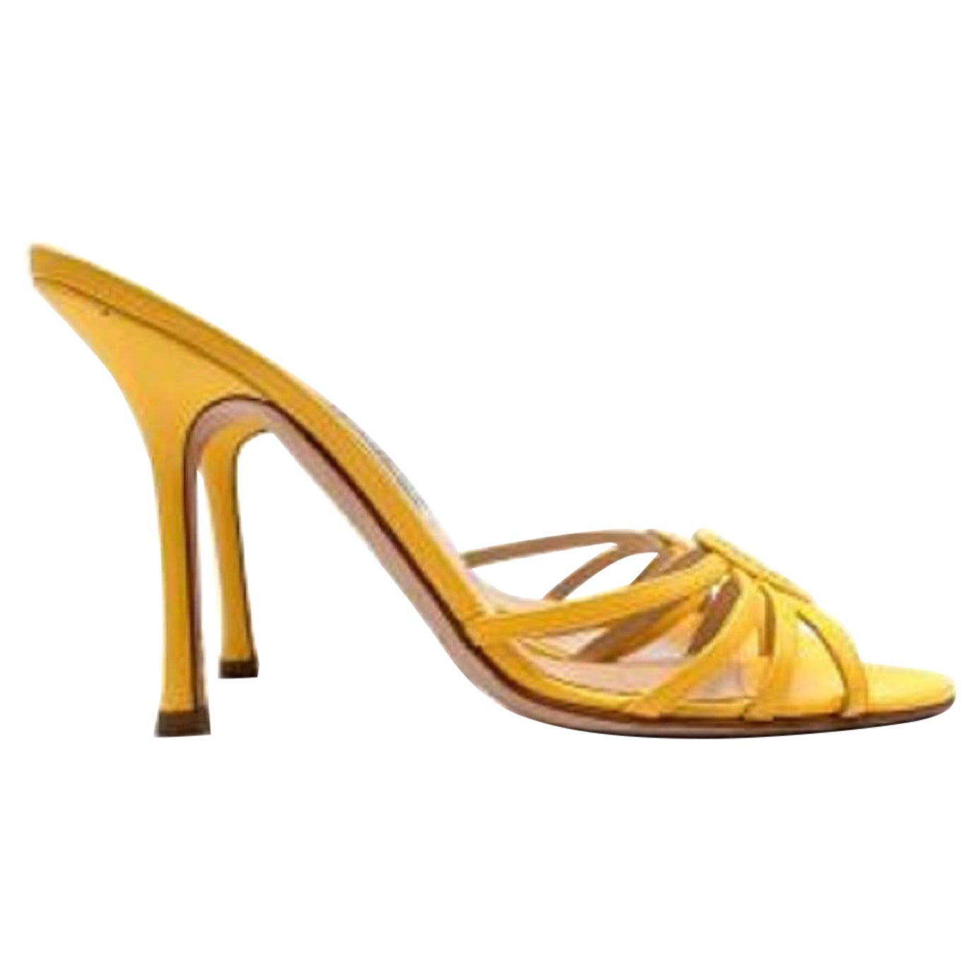Jimmy Choo Yellow Leather Mule Heeled Sandals For Sale at 1stDibs