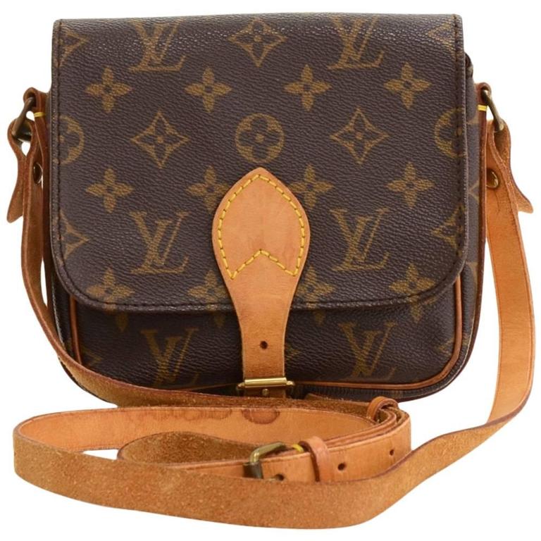 Vintage Louis Vuitton Cartouchiere Monogram Canvas Crossbody Handbag  Authentic