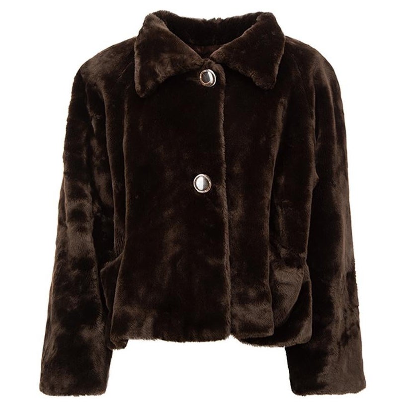 Pierre Cardin Women's Brown Faux Fur Cropped Jacket