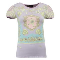 Versace Women's Lilac Shell Print Stretchy T-Shirt