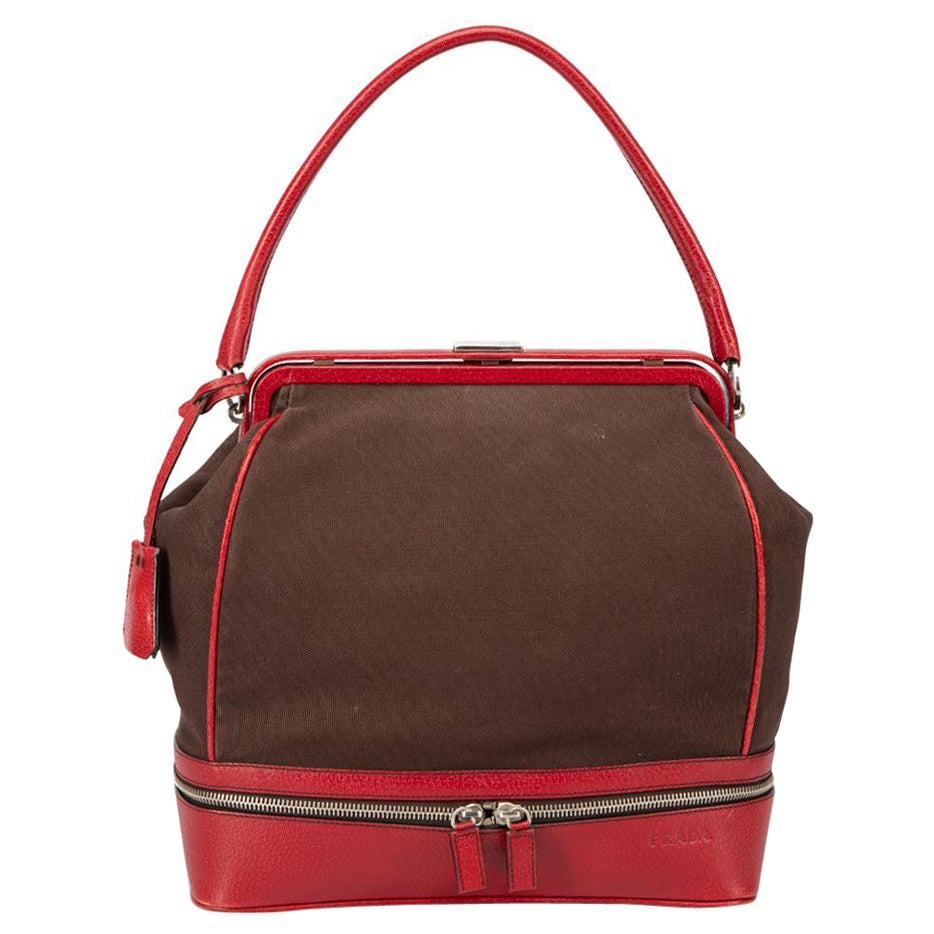 Prada Damen Vintage Rot & Brown Doctors Bag im Angebot