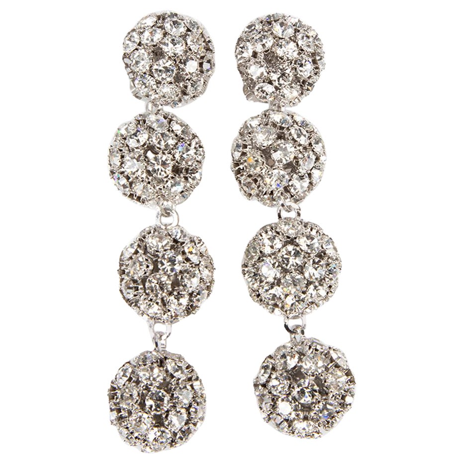 Alessandra Rich Women's Silver Crystal Spheres Clip On Earrings