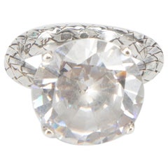 Bottega Veneta Women's Silver Plated Large Crystal Ring