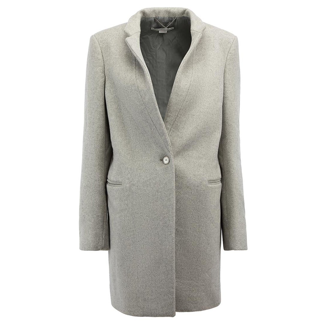 Stella McCartney Women's Light Grey Wool Single Breasted Coat For Sale at 1stDibs