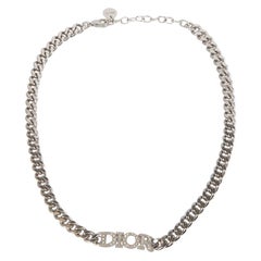 Dior Women's Silver Tone Dior Italic Logo Chain Link Necklace