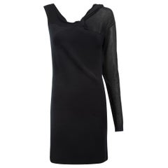 Helmut Lang Schwarzes One Shoulder Twist-Minikleid für Damen