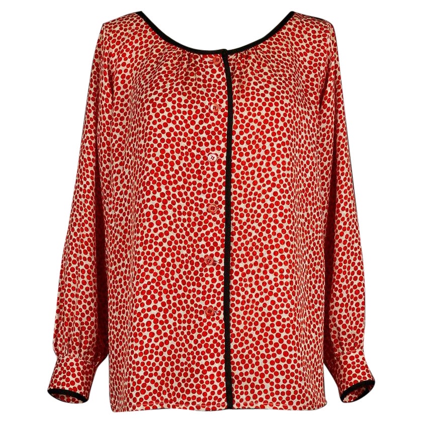 Yves Saint Laurent Silk Blouse with Red Dots For Sale
