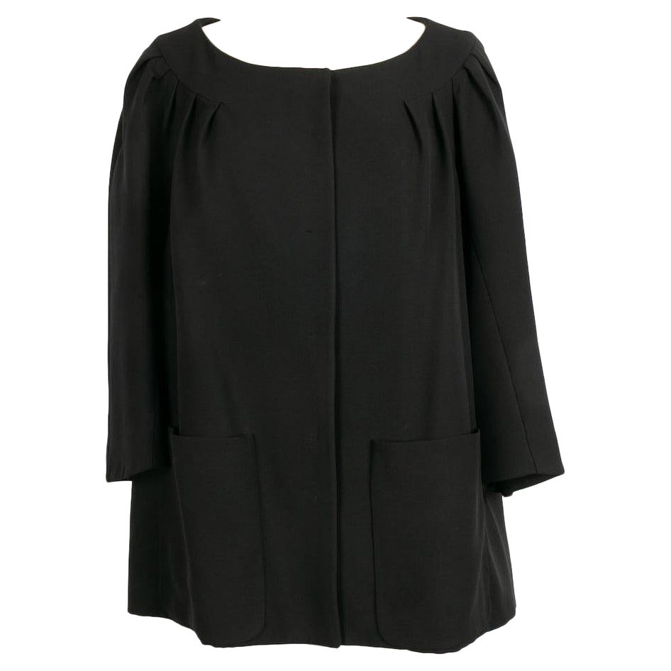 Christian Dior Black Wool and Silk Jacket For Sale