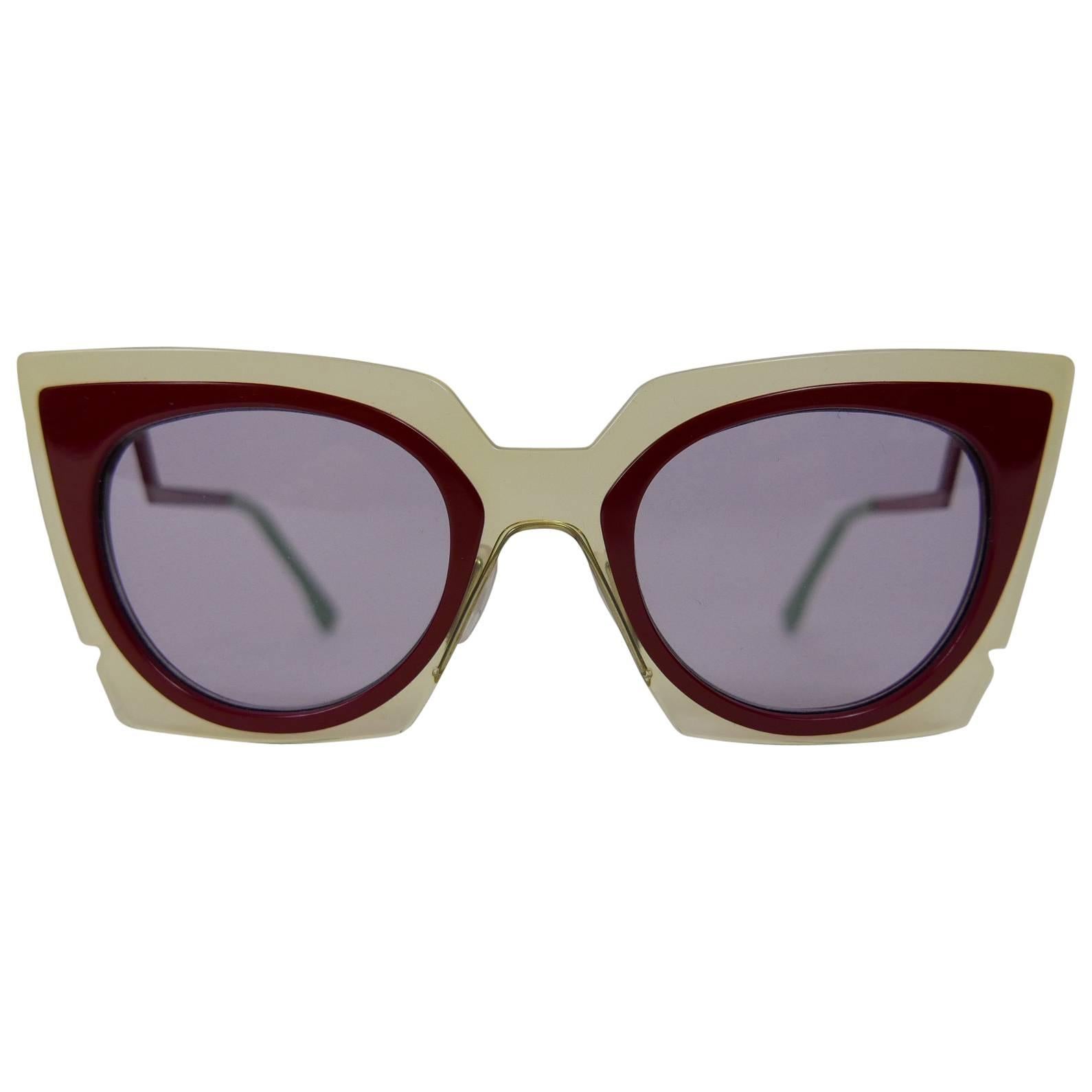 FENDI 0117/S Orchid Fashion Show Cat Eye Sunglasses Burgundy Red/Purple