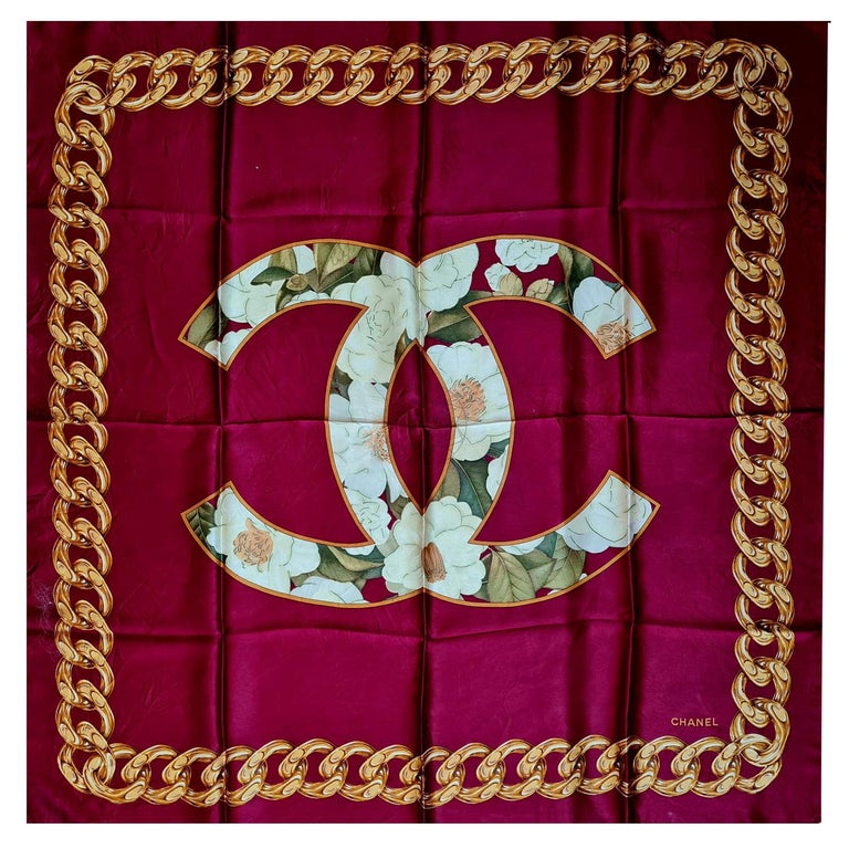 Vintage Chanel CC Logo Silk 90 Scarf