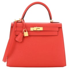 Hermes Kelly Handbag Rouge De Coeur Epsom with Gold Hardware 28