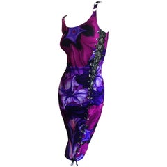 Versace Floral Dress with Lace Insert and Corset Lacing 6