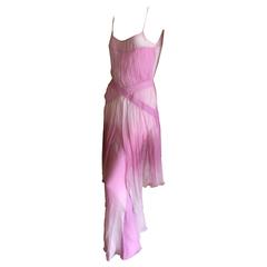 John Galliano Silk Chiffon Ombre Empire Style Dress For Sale at 1stDibs