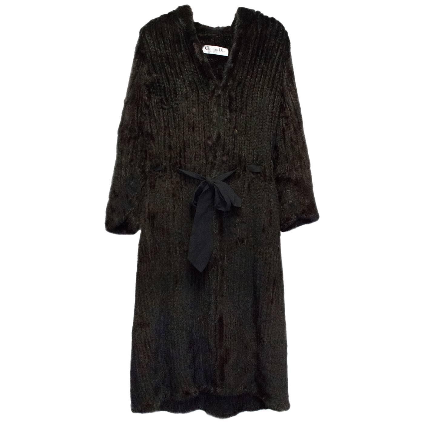 Christian Dior Black Fur Coat For Sale