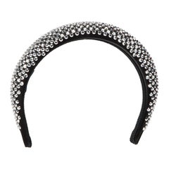 Prada Women's Black Satin Crystal Headband