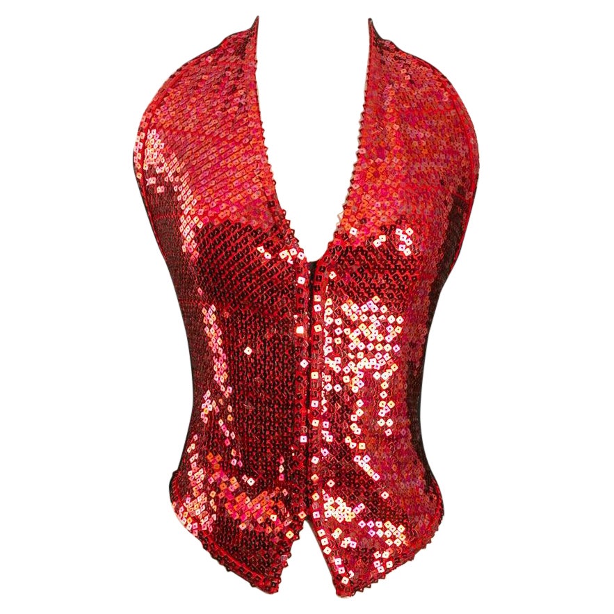 Chantal Thomass Vest with Red Sequins For Sale