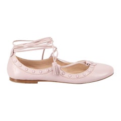 Tod's Women's Pink Leather Strappy Studded Ballet Flats