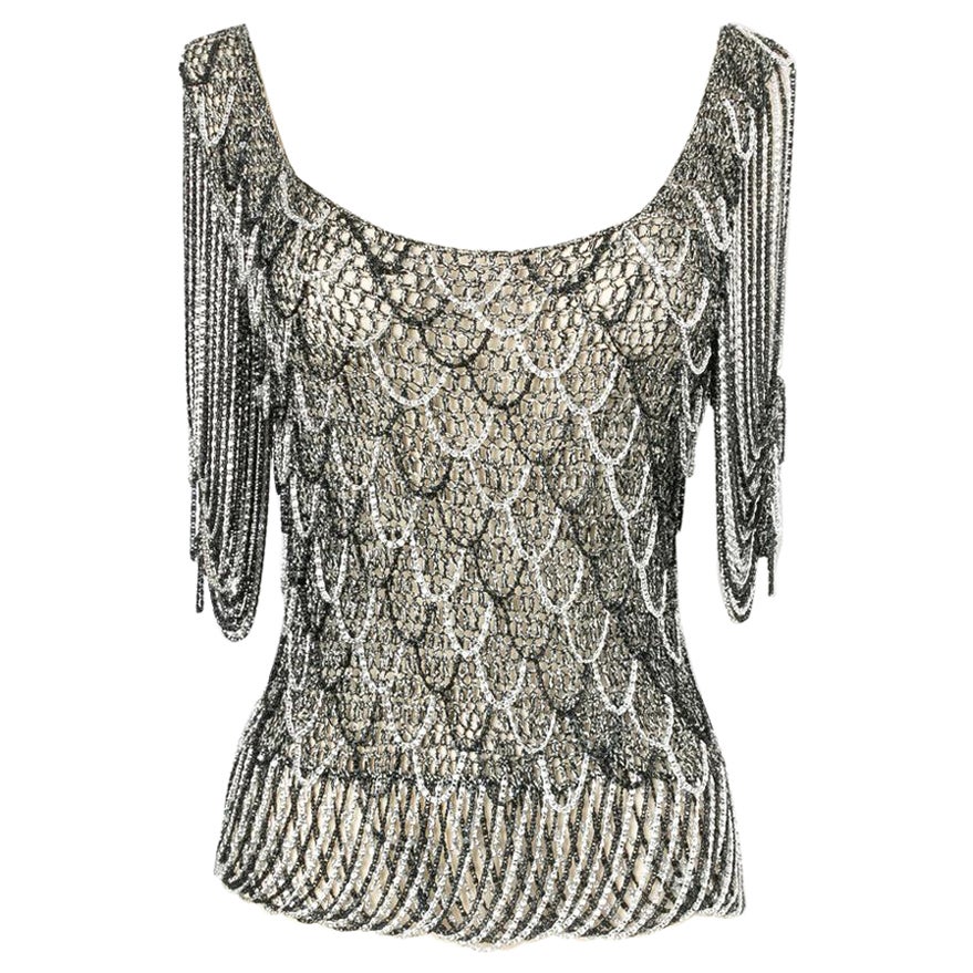 Azzaro Black and Silver Top For Sale