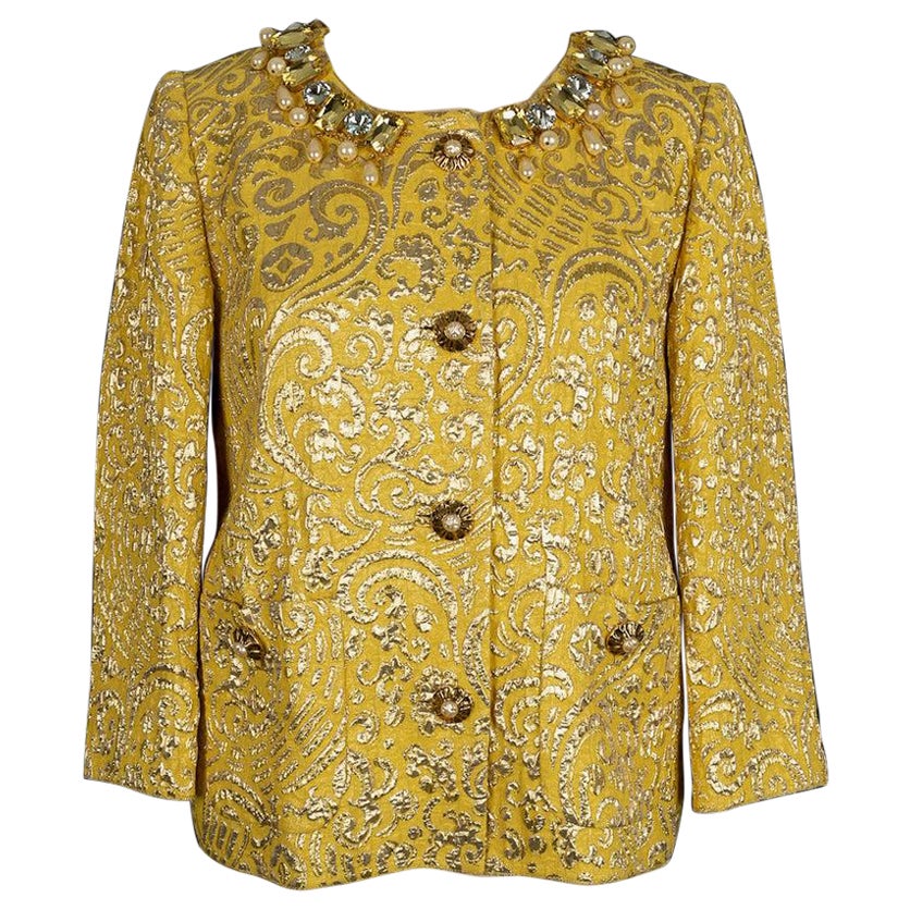 Dolce & Gabbana Lamé Silk and Lamé Jacket Sewn with Beads For Sale