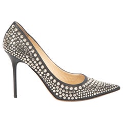 Jimmy Choo Women's Black Leather Silver Studded Pointed Toe Pumps