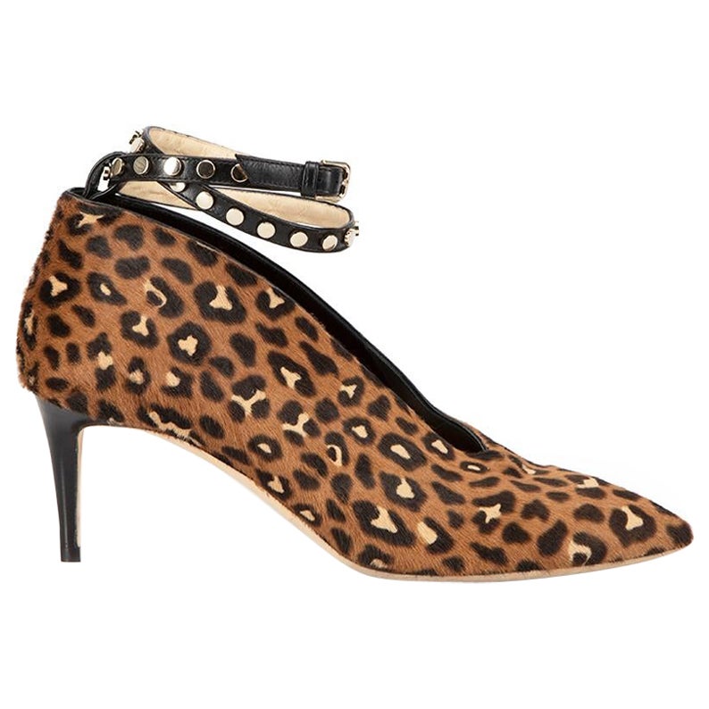 Jimmy Choo Chaussures à talons en poils de poney marron à motif léopard pour femme en vente