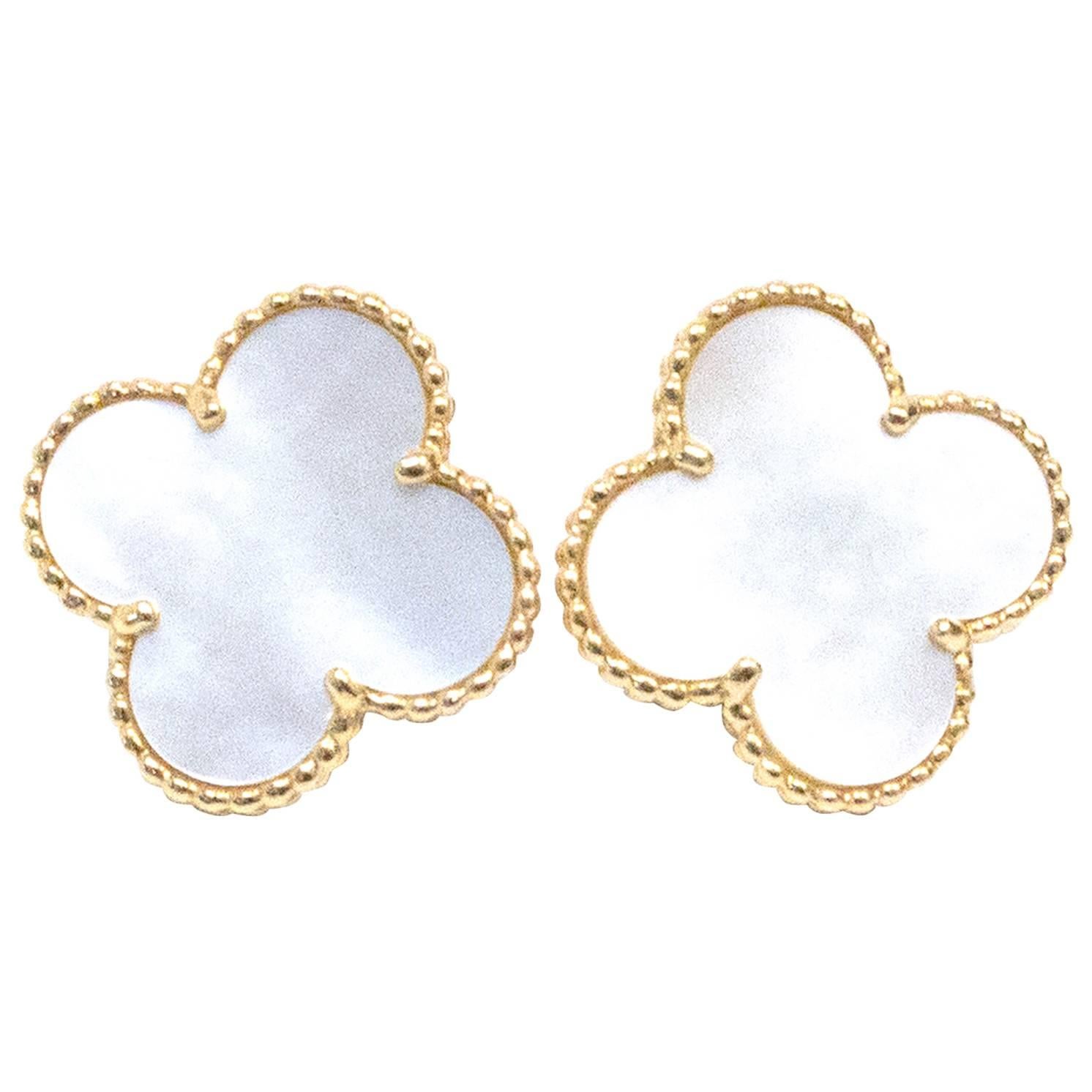 Van Cleef & Arpels Alhambra Gold and Mother of Pearl Earrings