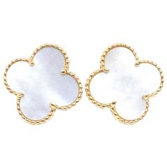 Van Cleef & Arpels Alhambra Gold and Mother of Pearl Earrings