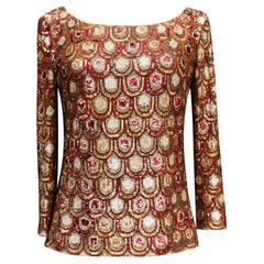 Vintage Pucci Jersey Top Embroidered with Sequins
