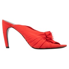 Used Proenza Schouler Women's Red Gathered Frayed Sandals