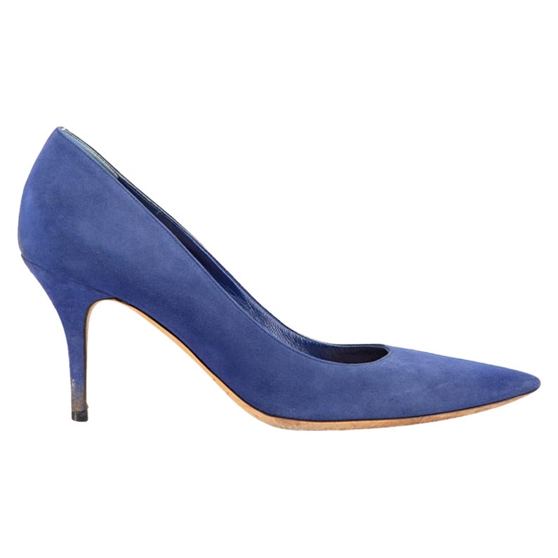 Dior Women's Blue Suede Pointed Toe Slip On Pumps For Sale