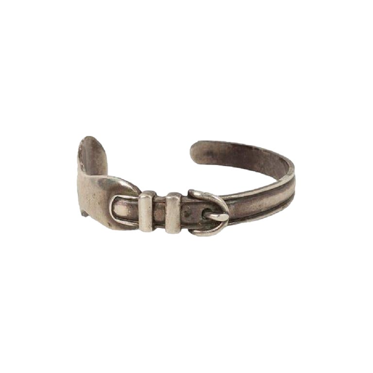 Hermès - Bracelet rigide en argent en vente