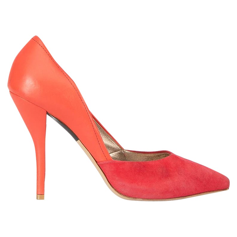 Lanvin Women's Red Suede & Leather Panel Pointed Toe Pumps For Sale