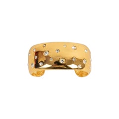 Yves Saint Laurent Rigid Bracelet in Gold Metal Paved with Rhinestones