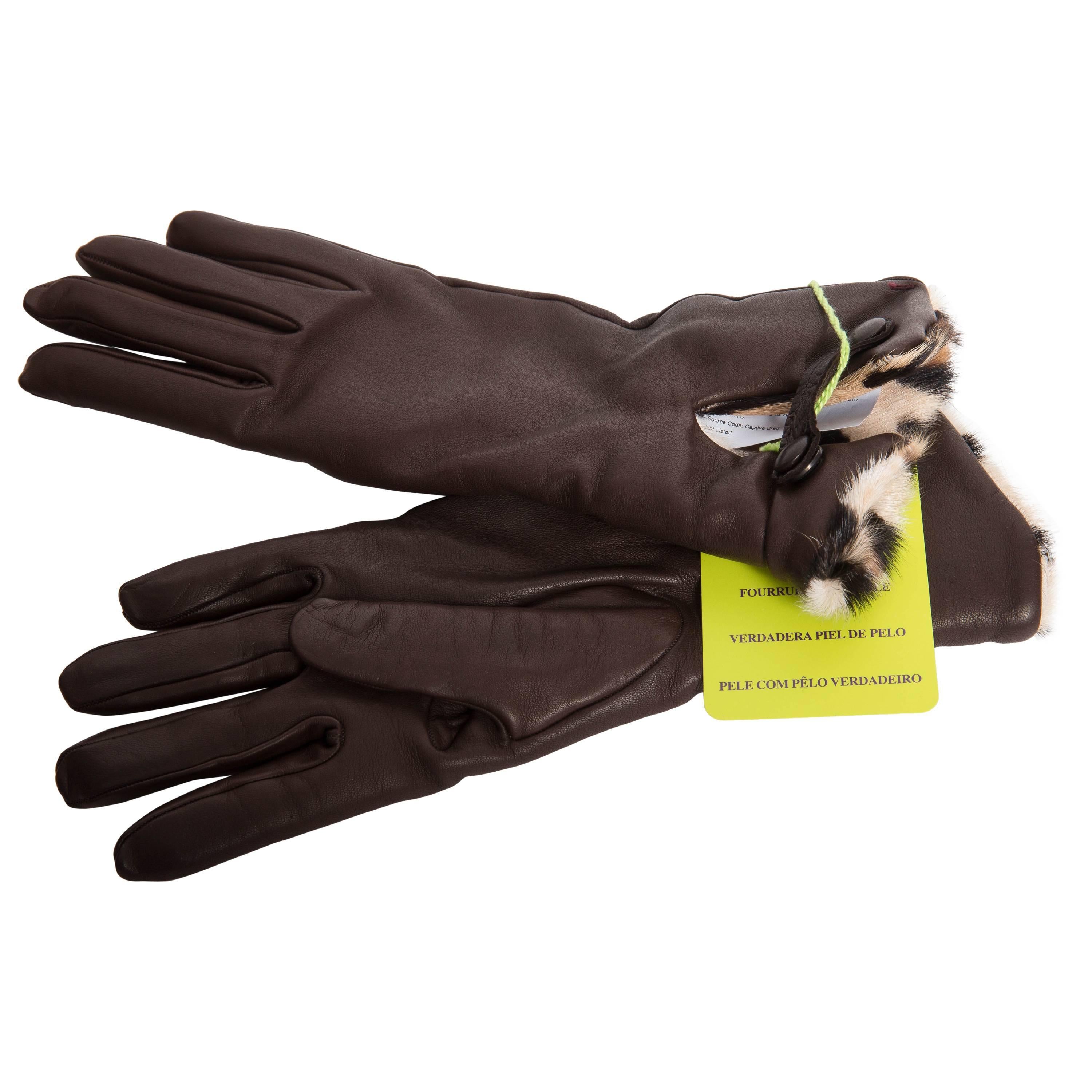 Fur Lined Etro Brown Lambskin Gloves