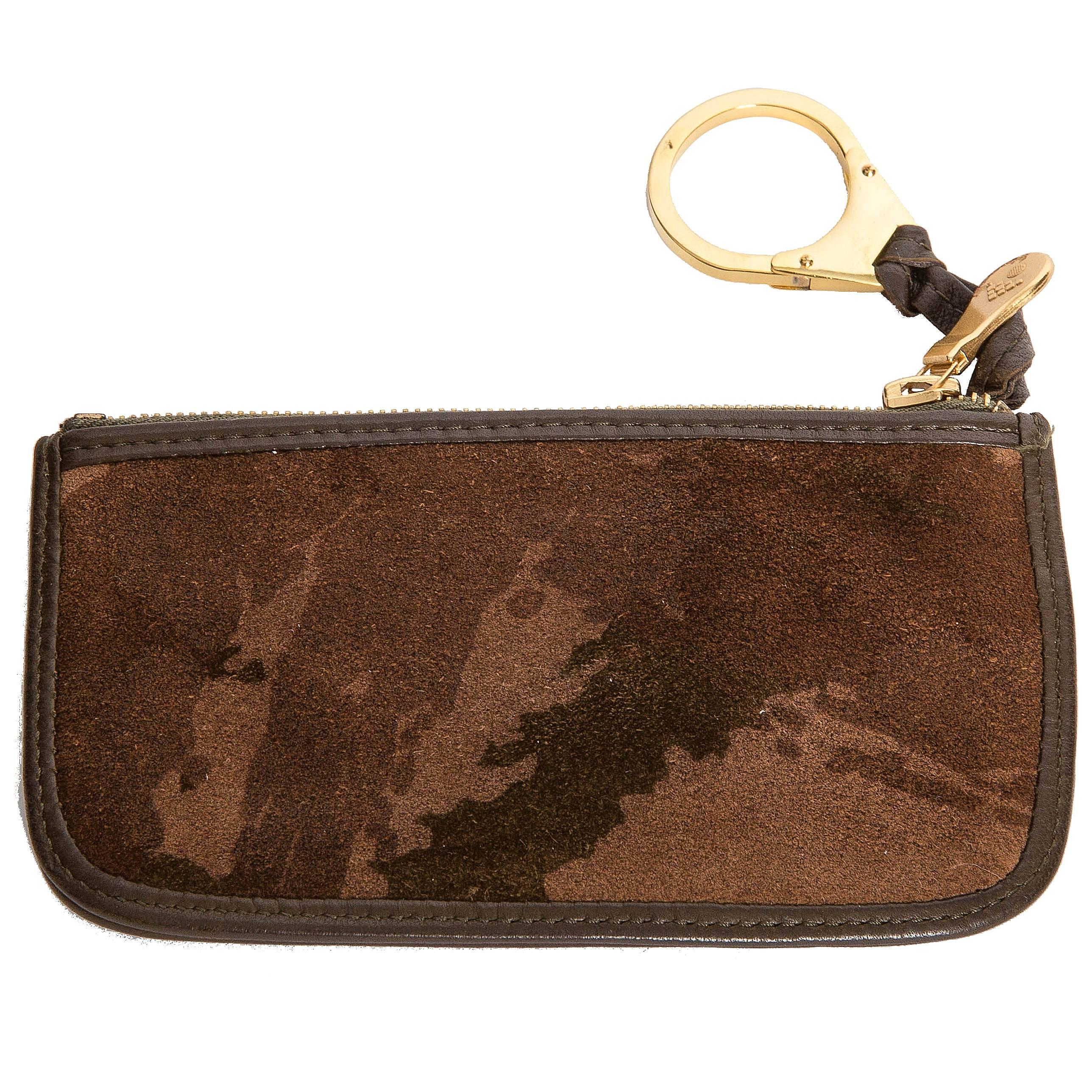 Bottega Veneta Camouflage Suede Key Ring / Credit Card Holder For Sale