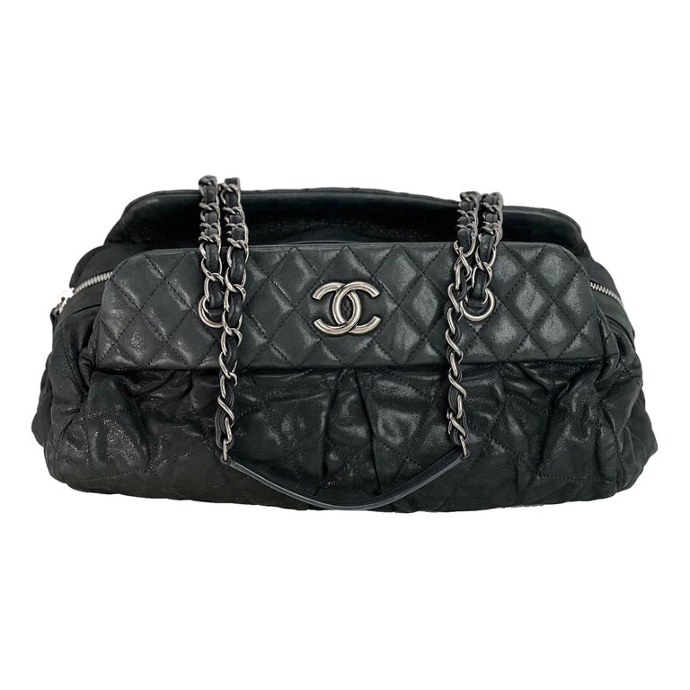 Chanel Iridescent Calfskin Quilted CC Tote Black For Sale at 1stDibs