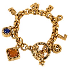 Loewe Golden Metal Bracelet with Charms and Glass Paste