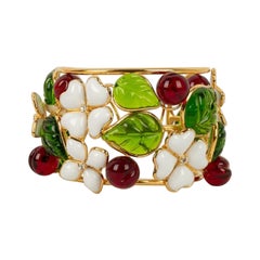 Augustine Gold Metal, Glass Paste and Rhinestones Cuff Bracelet